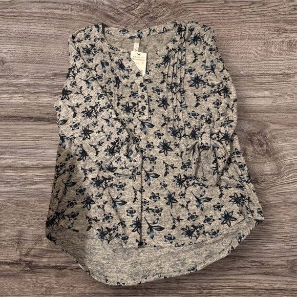 NWT NY Collection Gray Floral Top - Picture 1 of 6